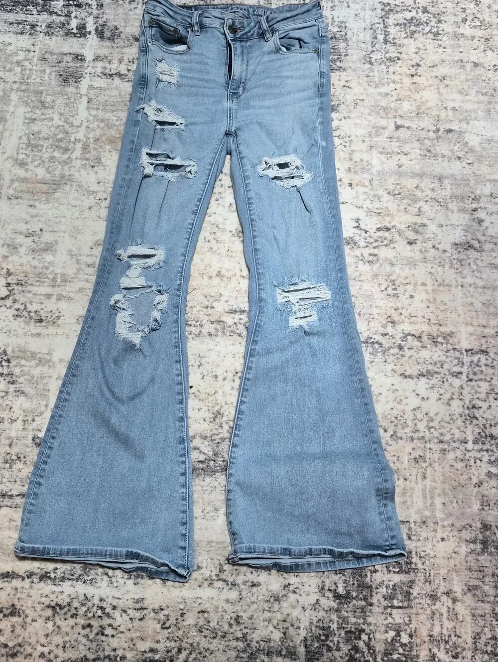 Light Blue Distressed Flared Women's Jeans American Eagle